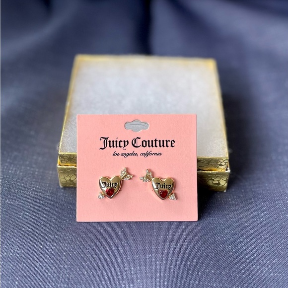🌸NWT Juicy Couture Gold-Tone Bow & Arrow Heart Studs🌸 - Picture 3 of 15